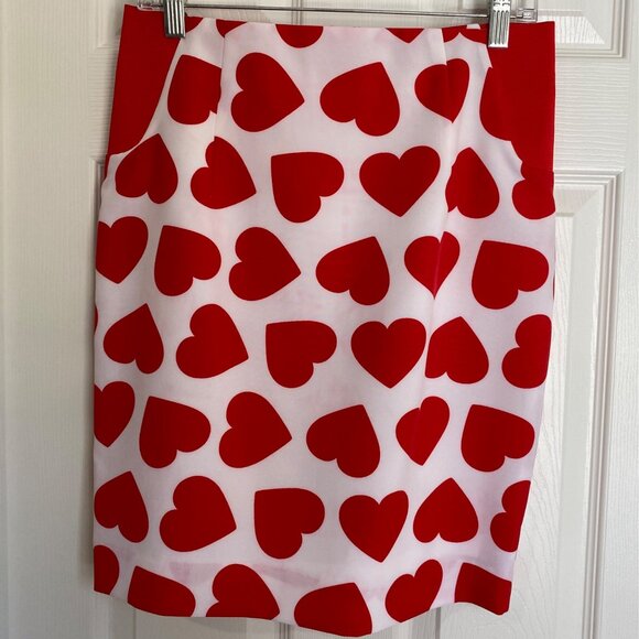 Red & White Heart Print Pencil Skirt By OppoSuits - Picture 1 of 8
